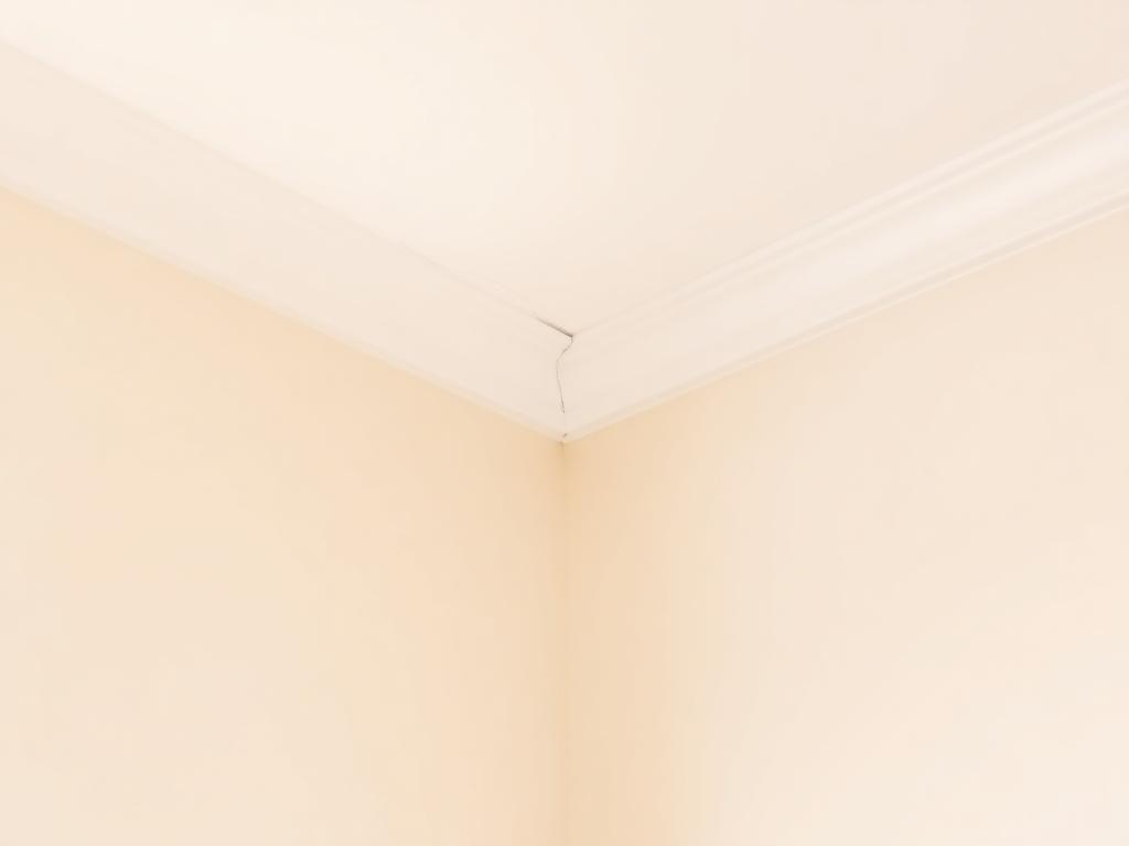 Interior wall and ceiling corner with the crack repaired and repainted