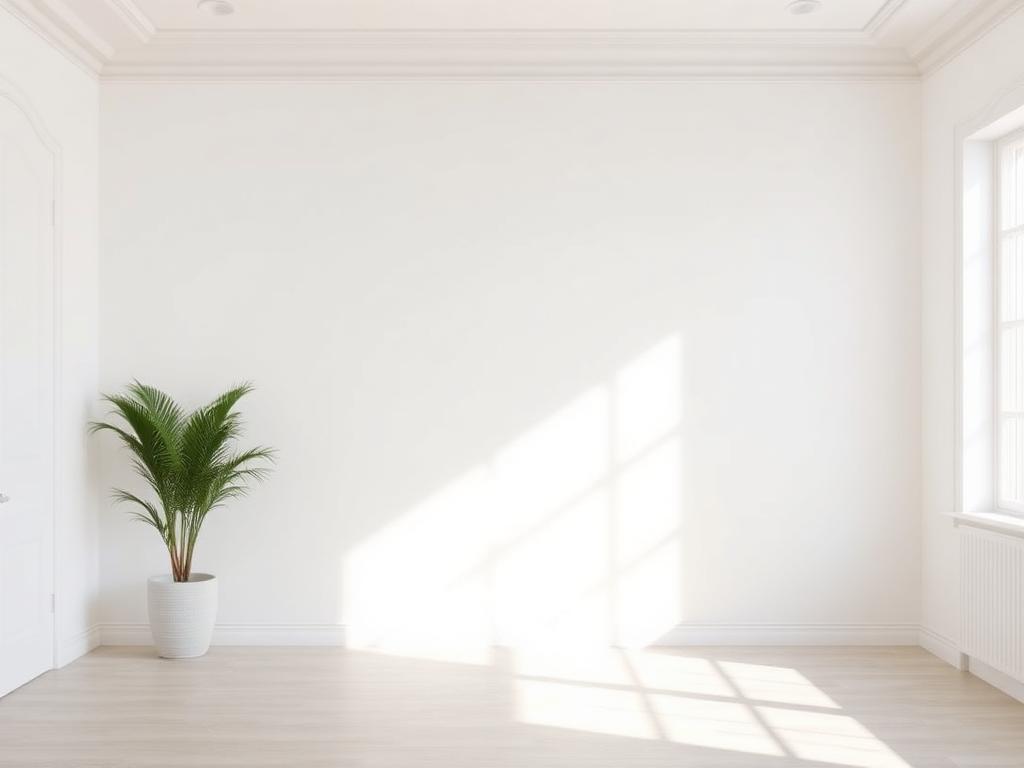 Same interior wall skim coated smooth and painted warm white